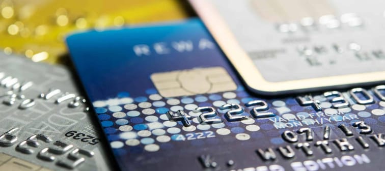 Close up credit card for shopping online